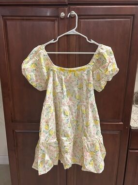 Umgee Yellow & Pink Floral Puff-Sleeve Dress